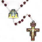 OUR LADY OF THE ANGELS CHAPEL BURGUNDY BEAD ROSARY