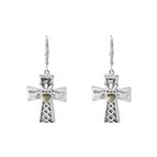CONNEMARA MARBLE STERLING SILVER CLADDAGH CROSS EARRINGS