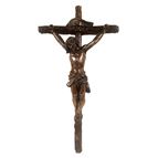 COLD-CAST BRONZE CRUCIFIX WITH LOG CROSS
