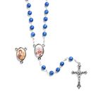 POPE LEO XIV MARBLED BLUE BEAD ROSARY