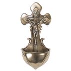 CRUCIFIX HOLY WATER FONT IN COLD CAST BRONZE