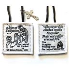 OUR LADY OF MT. CARMEL BROWN WOOL SCAPULAR WITH CRUCIFIX