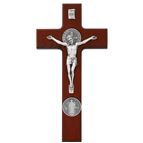 ST. BENEDICT WALL CRUCIFIX - CHERRY FINISH