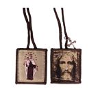 HOLY FACE BROWN WOOL SCAPULAR WITH CRUCIFIX