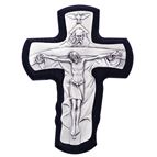 TRINITY CRUCIFIX ON BLACK STAINED WOOD PLAQUE