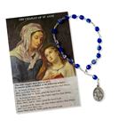 CHAPLET OF ST. ANNE -  BLUE GLASS WITH CARD