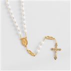 MIRACULOUS MEDAL WEDDING ROSARY FROSTED WHITE BEAD - BRIDE
