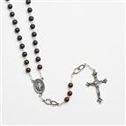 MIRACULOUS MEDAL WEDDING ROSARY BROWN WOOD BEAD - GROOM
