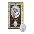 ST. TERESA OF CALCUTTA HAND ENGRAVED PEWTER MEDAL ON 18” CHAIN – WITH PAMPHLET