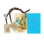 ADULT BROWN WOOL SCAPULAR WITH MIRACULOUS MEDAL & BOOKLET SET