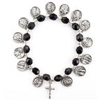 BLACK BEAD STATIONS OF THE CROSS BRACELET