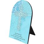 PERSONALIZED ARCHED PLAQUE - BLUE BAPTISM CROSS