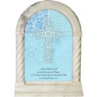 PERSONALIZED DESK SHRINE - BLUE BAPTISM CROSS