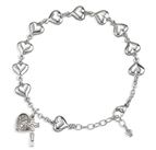 STERLING SILVER HEART SHAPE ROSARY BRACELET