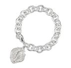 SOLID STERLING SILVER EXTRA HEAVY LINK BRACELET WITH HAIL MARY MEDAL