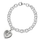 SOLID STERLING SILVER LINKED BRACELET WITH HEART SHAPED MIRACULOUS MEDAL