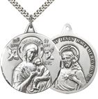STERLING SILVER OUR LADY OF PERPETUAL HELP PENDANT WITH CHAIN - 1 3/8" x 1 1/4"