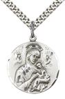 STERLING SILVER OUR LADY OF PERPETUAL HELP PENDANT WITH CHAIN - 7/8" x 3/4"