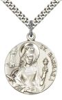 STERLING SILVER ST BARBARA PENDANT WITH CHAIN - 1" x 7/8"