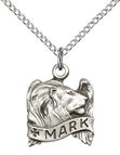 STERLING SILVER ST MARK THE EVANGELIST PENDANT WITH CHAIN - 5/8" x 1/2"