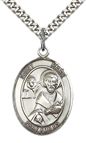 STERLING SILVER ST MARK THE EVANGELIST PENDANT WITH CHAIN - 1" x 3/4"