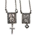 STERLING SILVER SCAPULAR WITH CROSS & HEART
