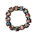BROWN WOOD BRACELET WITH RELIGIOUS IMAGES