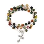 INDIAN AGATE TWISTABLE WRAP ROSARY BRACELET WITH MIRACULOUS MEDAL