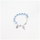 TRANSLUCENT BLUE PEARL BEAD ROSARY BRACELET