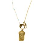 TURQUOISE & PEARL LARIAT NECKLACE (22") - MOTHER & CHILD