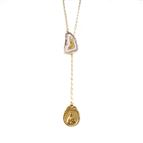 LARIAT NECKLACE (16"-18") - SCAPULAR MEDAL WITH WHITE AGATE