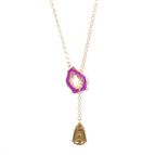 LARIAT NECKLACE (16"-18") - MIRACULOUS MEDAL WITH PINK AGATE