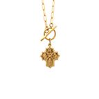 PAPER CLIP NECKLACE (16") - FOUR WAY CROSS MEDAL