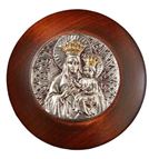 HANDCRAFTED BROWN WOOD ROSARY BOX - OUR LADY OF CZESTOCHOWA