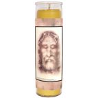 100% BEESWAX - SHROUD OF TURIN (PRAYER FOR SINNERS - BY ST THERESE OF LISIEUX & A NATIONAL PRAYER 2 CHRON 7:14) -DEVOTIONAL CANDLE