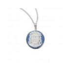 HEAD OF CHRIST LT. BLUE CAMEO IN SOLID STERLING SILVER FRAME ON 20" CHAIN