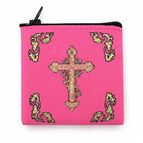 PINK AND GOLD TAPESTRY ROSARY POUCH