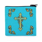 TURQUOISE WITH GOLD TAPESTRY ROSARY POUCH