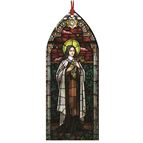 ST THERESE OF LISIEUX STAINED GLASS WOOD ORNAMENT