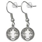 SAINT BENEDICT ROUND STERLING SILVER EARRINGS