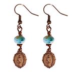 BRONZE MIRACULOUS MEDAL 1 1/4" EARRINGS