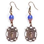 BRONZE MIRACULOUS MEDAL WITH CZECH BEADS EARRINGS