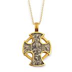 CHRIST THE ALMIGHTY  CROSS (WITH ARCHANGELS & STS JOHN, SERIGIUS & NICHOLAS)-STERLING SILVER & GOLD