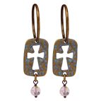 PATINA CROSS HOOP EARRINGS