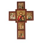 JESUS CHRIST PANTOCRATOR AND SCENES OF HIS LIFE ICON CROSS -  13 ½"