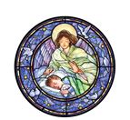 GUARDIAN ANGEL WITH LITTLE BOY STAINED GLASS