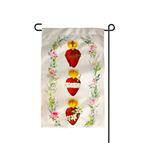 THREE HEARTS OF THE HOLY FAMILY GARDEN FLAG