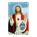 SACRED HEART HOLY CARD WITH MEDAL