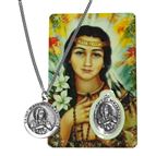 ST. KATERI PENDANT AND HOLY CARD WITH MEDAL