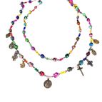 DOUBLE STRAND PALM LEAF NECKLACE (24" & 30") WITH MEDALS